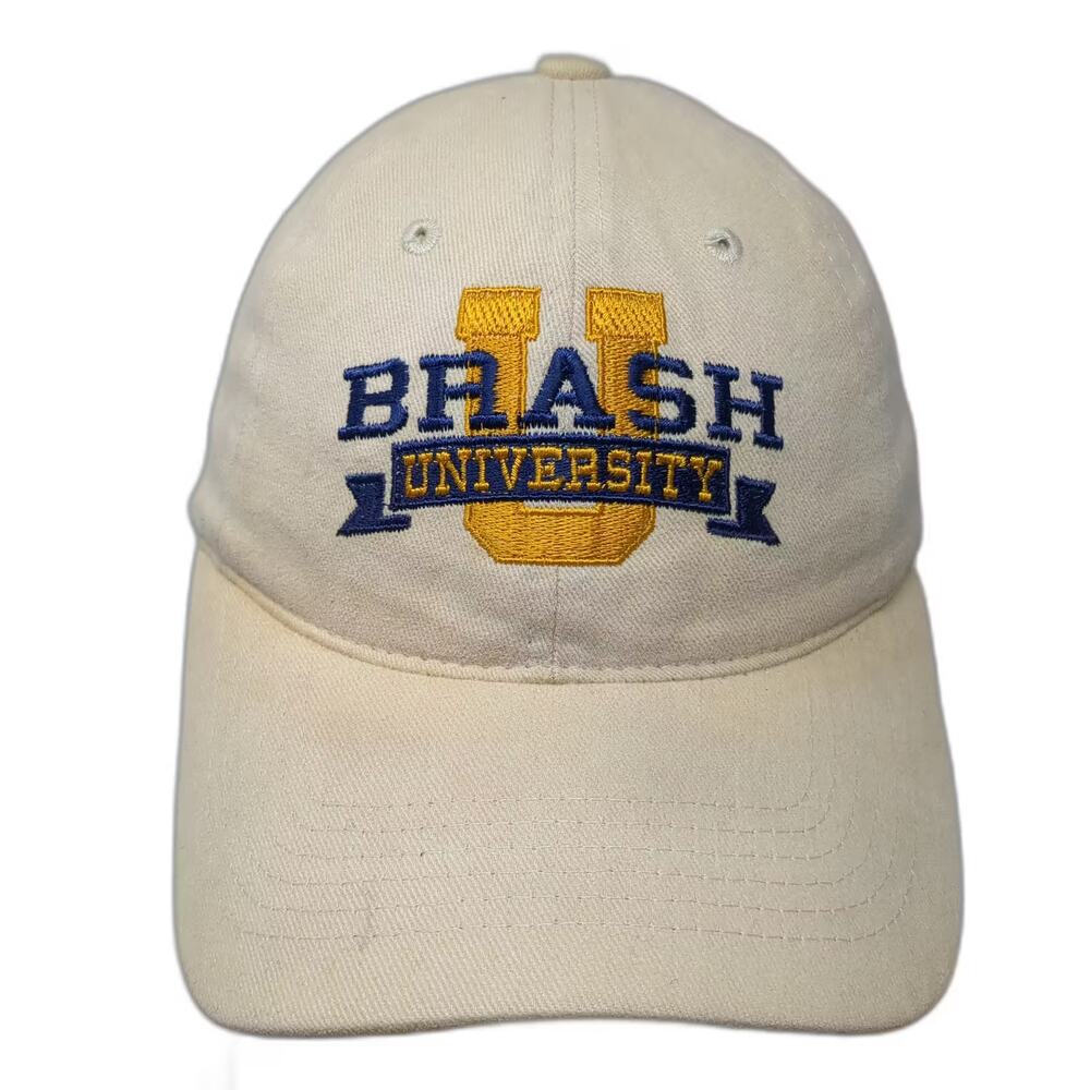 Sportsman Brash University Cap Beige Blue Gold Embroidered Graphic One Size